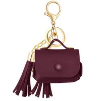 RUOQINI Compatible for Airpods Pro Case,Genuine Leather Fashion Protective Cover for Women - Wine Red