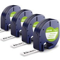 Replace DYMO LetraTag Refills 91330 Paper for DYMO LetraTag LT-100H, LT-100T, LT-110T, QX50 Label Maker Labeler 10697, Black on White Tapes, 12mm x 4m, 1/2 Inch x 13 Feet, 4 Pack