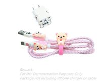 Tospania DIY Wire Protector Kit Compatible for iPhone5 5S SE 6 6S 7 8 Plus X IPad iPod iWatch Charging Cable and USB Charger (Beige Bear)