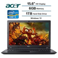 Acer Aspire 3 Laptop 15.6 inch HD Display, Intel Core i5-7200U 2.5 GHz, 6 GB DDR4 SDRAM Memory, 1 TB Hard Disk Drive, Intel HD Graphics 620, Windows 10 (Renewed)