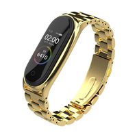 Mijobs Replacement Strap Compatible with Xiaomi Mi Band 3, Stainless Steel Replacement Band Metal Bracelet Wristband Accessories for Xiaom Mi Band 4 Strap (Gold)