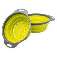 Colander Set - 2 Collapsible Colanders (Strainers) Set By Comfify - Includes 2 Folding Strainers Sizes 8" - 2 Quart and 9.5" - 3 Quart Green and Grey