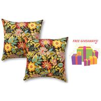 Greendale Home Fashions 17 in. Square Outdoor Throw/Accent Pillow Jungle Floral, Se of 2 with More Exciting Give-aways