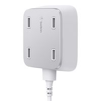 Belkin Family Rockstar Wall-Mountable 4-Port USB Hub - White (Renewed)