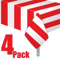 Oojami Red & White Stripes Carnival Theme Party Tablecover Pack of 4