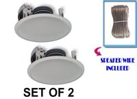 Yamaha Custom Easy-to-install In-Ceiling Flush Mount 2-Way 120 watts Natural Sound Speaker Set (Pair of 2) with 1" Tweeters & 8" Woofer + 50 feet of Oxygen-Free Copper Speaker Wire