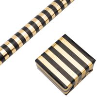 RUSPEPA Gift Wrapping Paper Roll-Gold Foil Vertical Stripe Black Background Design for Wedding, Birthday, Shower, Congrats, and Holiday Gifts - 30 Inch X 16 Feet