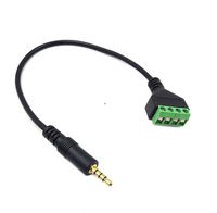 Qaoquda Gold Plated 3.5mm (1/8") 4 Pole Stereo TRRS Audio Balanced Male Jack to AV 4 Pin Screw Video Balun Terminal Adapter Connector Cable 30cm/1FT (3.5mm M/4pin)