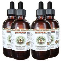 Bilberry Alcohol-Free Liquid Extract, Bilberry (Vaccinium Myrtillus) Dried Berry Glycerite Hawaii Pharm Natural Herbal Supplement 4x4 oz