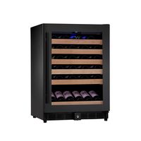 KingsBottle 46 Bottle Single Zone Wine Cooler, Black with Glass Door