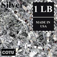 1 LB Premium Silver Metallic Crinkle Shred Gift Basket Shred Crinkle Paper Filler Bedding by COTU (16 oz)