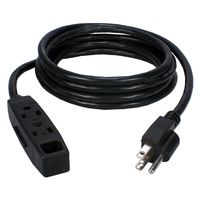 QVS 25' 3-Outlet 3-Prong Power Extension Cord Computer Surge Protector Black (PC3PX-25)