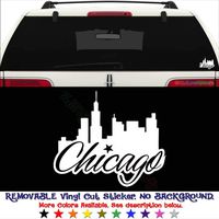 GottaLoveStickerz Chicago City Skyline Removable Vinyl Decal Sticker for Laptop Tablet Helmet Windows Wall Decor Car Truck Motorcycle - Size (12 Inch / 30 cm Wide) - Color (Matte White)