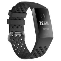 TiMOVO Band Compatible for Fitbit Charge 3, Perforated Soft Silicone Adjustable Replacement Band Fit Fitbit Charge 3 Smart Watch - Black