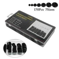 170PCS Rubber Grommet Firewall Hole Plug Set of 7 Different Sizes，with See-Through Divided Organizer Case for Car Machine Pump Water Pipe