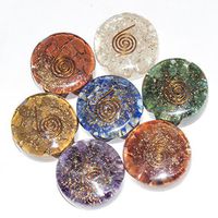 Crocon 7 Pcs Seven Chakra Gemstone Crystal Orgone Round Shape Tower Buster Set for Reiki Healing Kit Energy Generator Size: 1.5-2 Inch