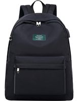 El-fmly Cute School Bookbag for 15.6 Inch Laptop Lightweight Backpack with USB Charging Port Travel Rucksack for Girl Boy Women Men Black