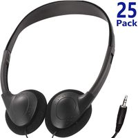 Bulk Headphones Earphone Earbud for Classroom Kids,HONGZAN Wholesale 25 Pack Over The Head Low Cost Headphones in Bulk Perfect for Schools,Libraries,Museums,Hotels,Hospitals,Gym and More (Black)