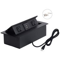 Zeshan Desk Power Outlet Pop up Socket with 2 Power and 2 USB Charger for Office Table Black