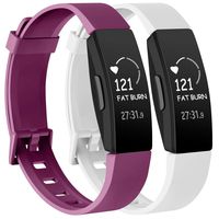 Vancle [2 Pack] Rose Gold Silver Bands Compatible with Fitbit Inspire HR & Inspire & Ace 2 Fitness Tracker for Women Men, Sport Silicone Wristbands for Fitbit Inspire HR (Fuchsia/White, Small)