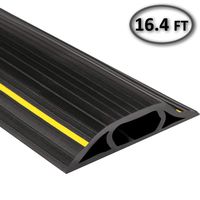 Electriduct High Visibility Plastic Flexible Floor Cord Cover 3 Channel and Wire Concealer - Includes Double Sided Tape - 16.4 Feet - Black with Yellow Stripe