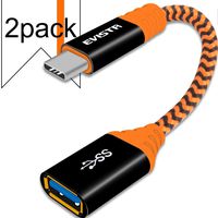 USB C to USB Adapter - 2Pack 0.6FT EVISTR Type C to USB 3.0 OTG Adapter Cable On The Go Cable Compatible with MacBook Pro, Dell XPS, Chromebook, Samsung S10 S9 S8, Nintendo Switch, More Type C Devices