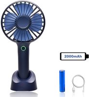 upHere Mini Handheld Fan Portable,Hand held Personal Fan Rechargeable Battery Operated Powered Cooling Desktop Electric Fan with Base,4 Modes for Home Office Table, Travel Outdoor-(Blue)