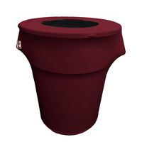 LA Linen Stretch Spandex Trash Can Cover 55-Gallon Round, Burgundy