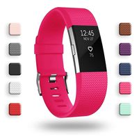 POY Replacement Bands Compatible for Fitbit Charge 2, Classic Edition Adjustable Sport Wristbands, Large Rose