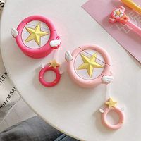 Bohonan AirPods Case Japan Anime Card Captor Sakura Bluetooth Wireless Earphone Case Earphone Silicone Case(Rose red)