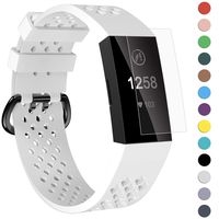 Velavior Breathable Bands for Fitbit Charge 3/ Charge3 SE, Waterproof Silicone Sports Band with Air Holes, Adjustable Replacement Wristbands for Women Men Small Large (Small, White)