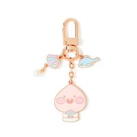 KAKAO FRIENDS Official- Pink Hawaii Apeach Key Ring Compatible with AirPods Silicone Case (Dolphin)