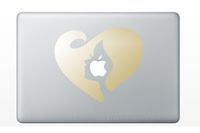 Heart with Woman Face Profile Blowing Hair (GOLD) Vinyl Decal Stickers for MacBook Laptop Car Always Relationships Feathers Flowing Wind Love Girl Cutout