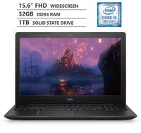 Dell G3 15.6" Full HD Gaming Laptop, Intel Core i5-8300H up to 4GHz, NVIDIA Geforce GTX 1050 Ti 4GB Graphics, 32GB RAM, 1TB Solid State Drive, HDMI, Wireless-AC, Bluetooth, Windows 10, Black