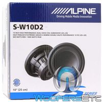Alpine S-W10D2 S-Series 10" Dual 2-Ohm Subwoofer