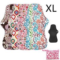 Asenappy XL Heavy Flow Sanitary Reusable Cloth Menstrual Pads | 4 Pads+ 1 Bag Washable Sanitary Napkins with Charcoal Absobancy Layer (X-Large)