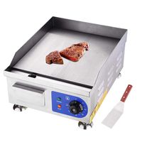 WeChef Commercial 1500W 14" Electric Countertop Griddle Stainless Steel Adjustable Temp Control Restaurant Grill