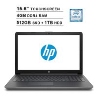 2019 Premium HP 15.6 Inch HD SVA Touchscreen Laptop (Intel Dual Core i5-7200U up to 3.1GHz, 4GB RAM, 512GB SSD(Boot)+1TB HDD, Intel HD Graphics 620, Bluetooth, HDMI, Win10, Grey) (Renewed)