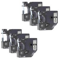 GREENCYCLE Replacement Label Tape Compatible for Dymo 45021 S0720610 D1 White on Black 12mm Label Maker Pack of 6