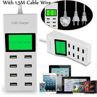 8-Ports USB Hub with Power Adapter Smart Charging Portsled Charging Indicator, Intelligent Identification of Shunt, Automatic Power Off,High Speed USB Charger Outlet Plug Power Strip