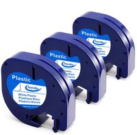 Anycolor Compatible DYMO LetraTag Refills 91331 (S0721660) Black on White Plastic Label Tape Work with DYMO LetraTag Label Maker LT-100H LT-100T QX50, 1/2 Inch x 13 Feet, 12mm x 4m, 3-Pack