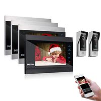 TMEZON 7 Inch Wireless/WiFi Smart IP Video Door Phone Intercom System Doorbell Entry 4 Montior with 2x 1200TVL Wired Doorbell Camera,Support Smartphone Remote Unlock, Record,Snapshot
