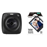 Fujifilm Instax Square SQ20 Instant Film Camera - Black &  Instax Square Black Film - 10 Exposures