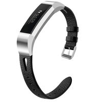 OenFoto Bands Compatible Fitbit Alta/Alta HR/Ace, Adjustable Classic Genuine Leather Wristband Replacement Watch Band Strap Accessory Bracelet for Fitbit Alta/Alta HR/Ace Smart Watch,Black Small