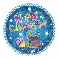 Hanukkah Party Paper Plates Menorah Design on Chanukah Party Paper Plates 7" Dessert Plates Pack of 40