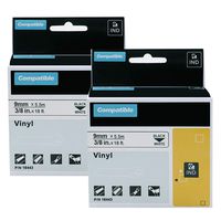 2-Pack Compatible Industrial Label Tape Replacement DYMO 18443 (3/8'') Vinyl Tape Compatible with DYMO Rhino 4200 5200 5000 6000 Industrial Label Maker, Black on White, 3/8 Inch x 18 Feet