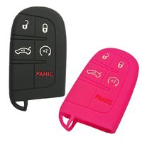 Alegender Qty(2) Rubber Key Fob Cover Case Holder Skin Protector for Jeep Grand Cherokee Chrysler 200 300 Dodge Durango Charger Challenger Journey 5 Buttons Keyless
