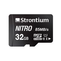 Strontium Nitro 32GB Micro SDHC Memory Card 85MB/s UHS-I U1 Class 10 w/ Adapter High Speed For Smartphones Tablets Drones Action Cams (SRN32GTFU1QA)