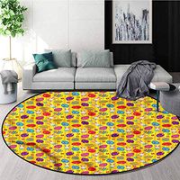 RUGSMAT Easter Super Soft Circle Rugs for Girls,Bunnies Daisies Funky Carpet Door Pad for Bedroom/Living Room/Balcony/Kitchen Mat Round-55