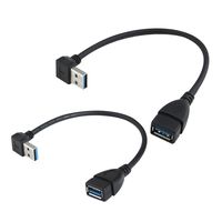 USB 3.0 Extension Cable - A Left & Right Angle - Male To Female - Pack of 2 (Black-Up Down Angle)